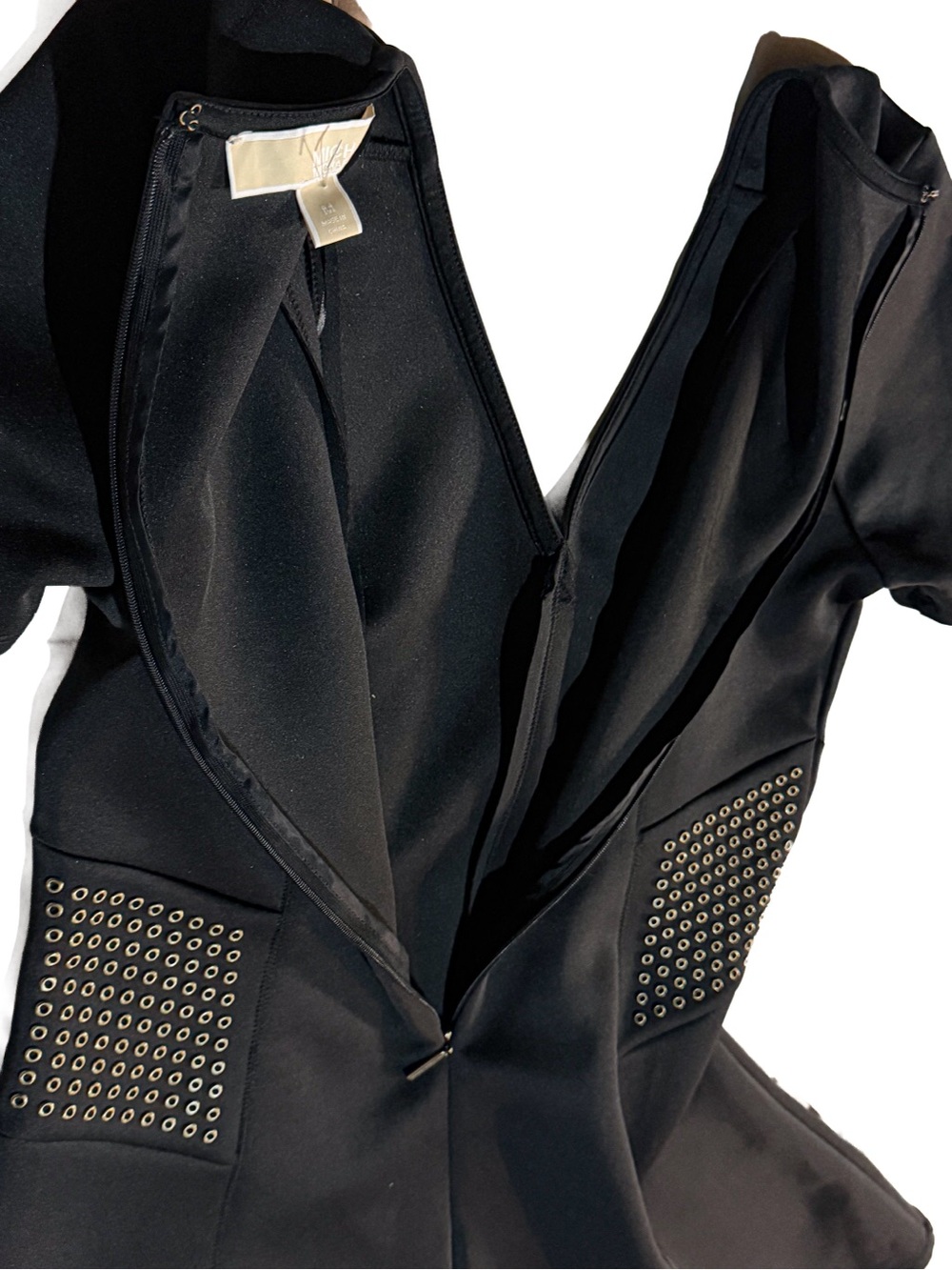 NWT MICHAEL Michael Kors Black Scuba Fit & Flare Studded Dress Size Medium M New - Picture 10 of 15